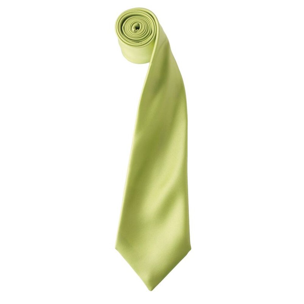 Premier Mens Plain Satin Tie (Narrow Blade) / Lime
